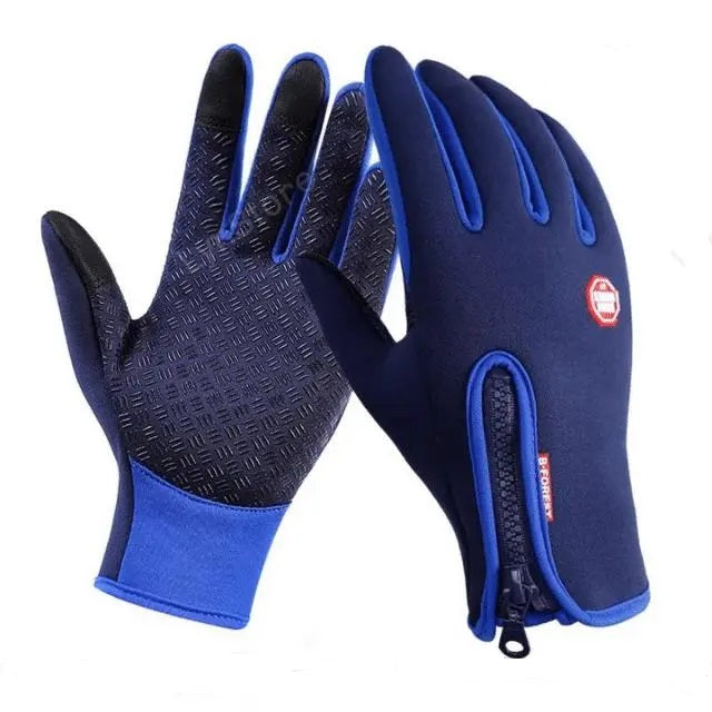 Guantes deportivos impermeables con forro polar para motociclismo.