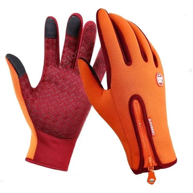 Guantes deportivos impermeables con forro polar para motociclismo.