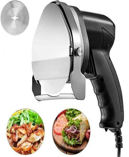 Electric meat slicer with 2 blades