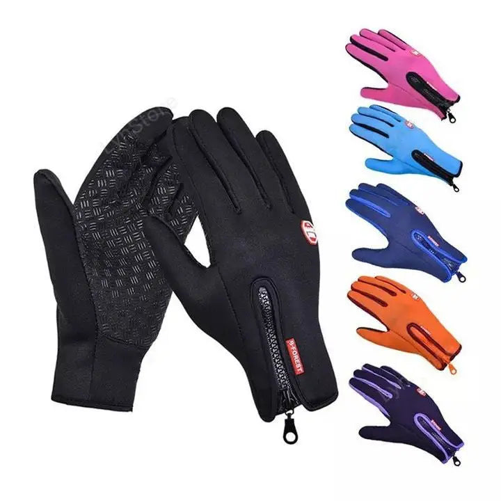 Guantes deportivos impermeables con forro polar para motociclismo.