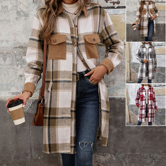 Plaid Elegance Long Winter Coat