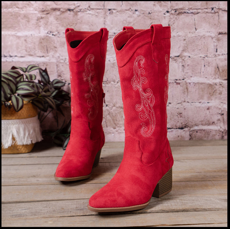 Embroidered Elegance Side-Zip Boots