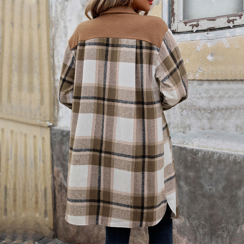 Plaid Elegance Long Winter Coat