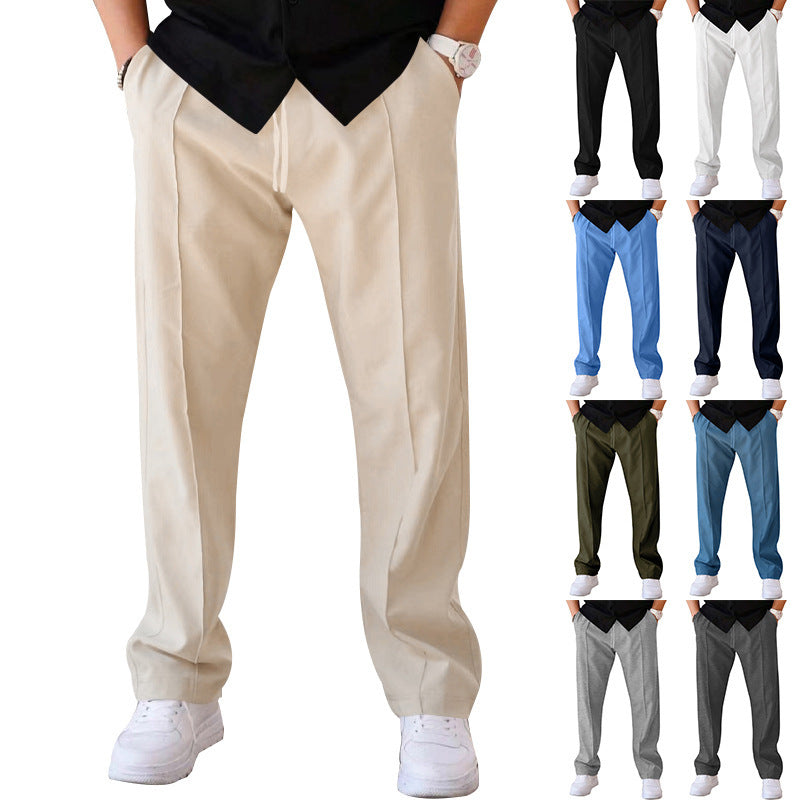 Pantalones deportivos casuales con cordón para hombre