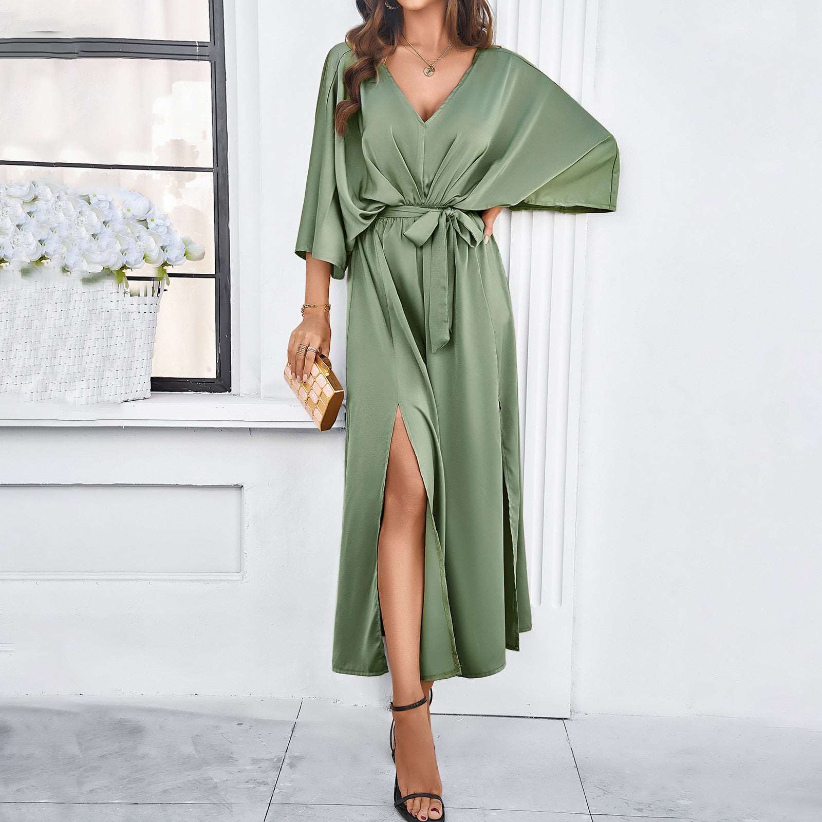 long dresses women's clothing V-Neck