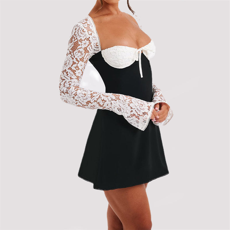 Women's long sleeve lace dress - Automation and Energy