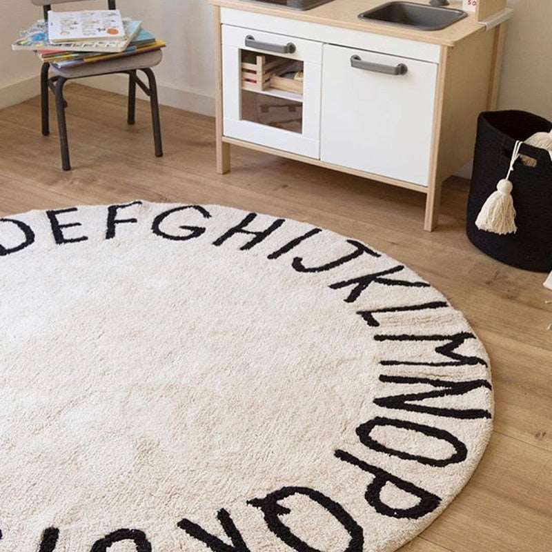 Gray Pink Soft Cotton Round Rug