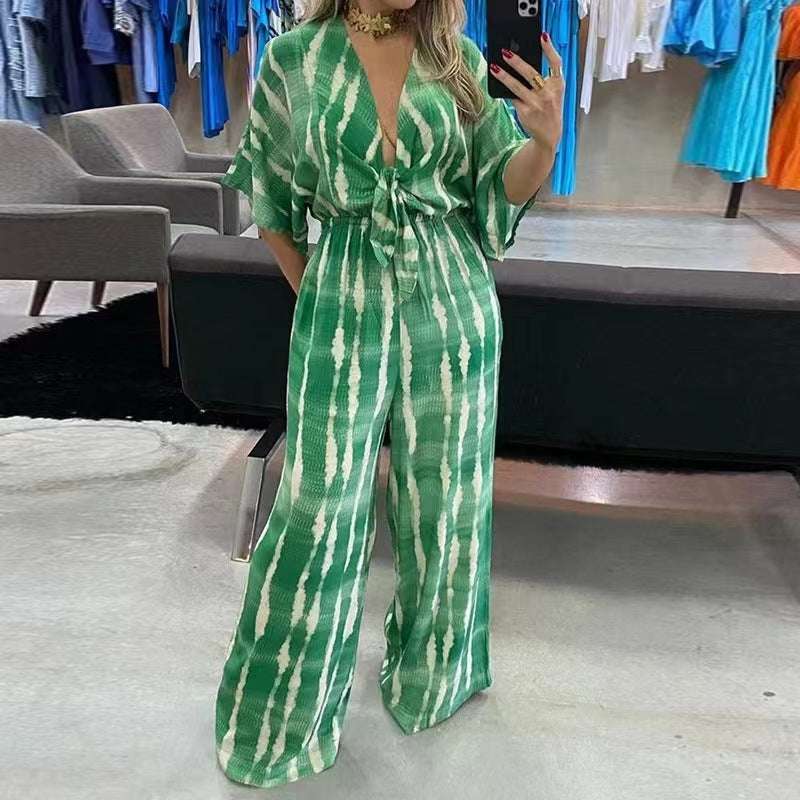 Chic Elegance V-Neck Belted Jumpsuit - Automation and Energy