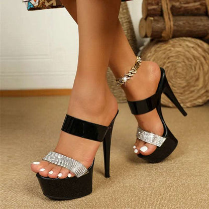 SparkleStride Crystal Platform Heels