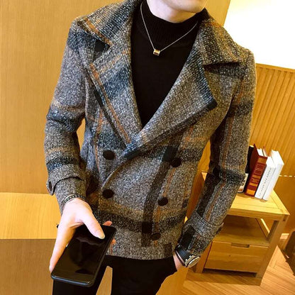 Jacket High Quality Men's Short Woolen Coat Casual Thick