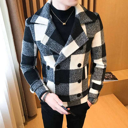 Jacket High Quality Men's Short Woolen Coat Casual Thick