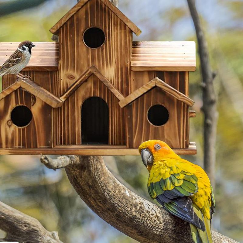 Decoración creativa de madera hecha a mano para jardín y casa de pájaros