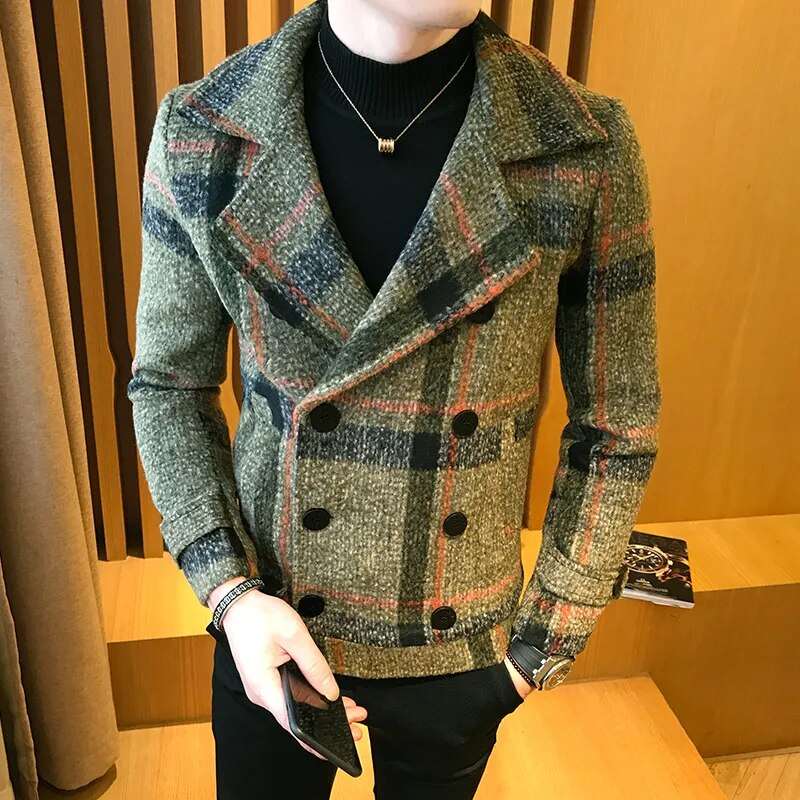 Jacket High Quality Men's Short Woolen Coat Casual Thick