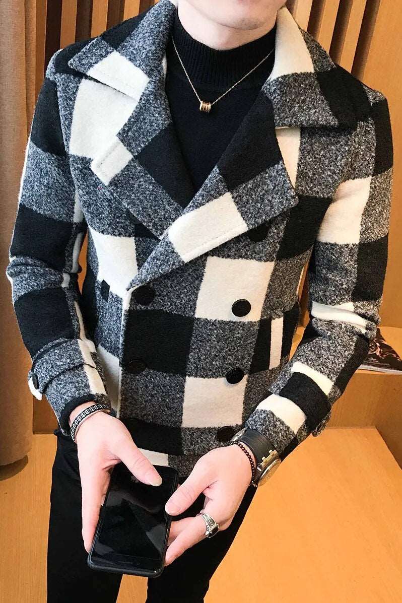 Jacket High Quality Men's Short Woolen Coat Casual Thick