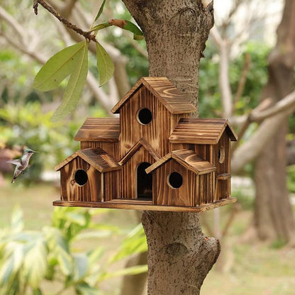 Decoración creativa de madera hecha a mano para jardín y casa de pájaros