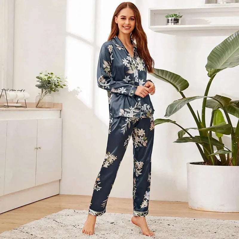 Satin Lightweight Long Sleeve Pajamas