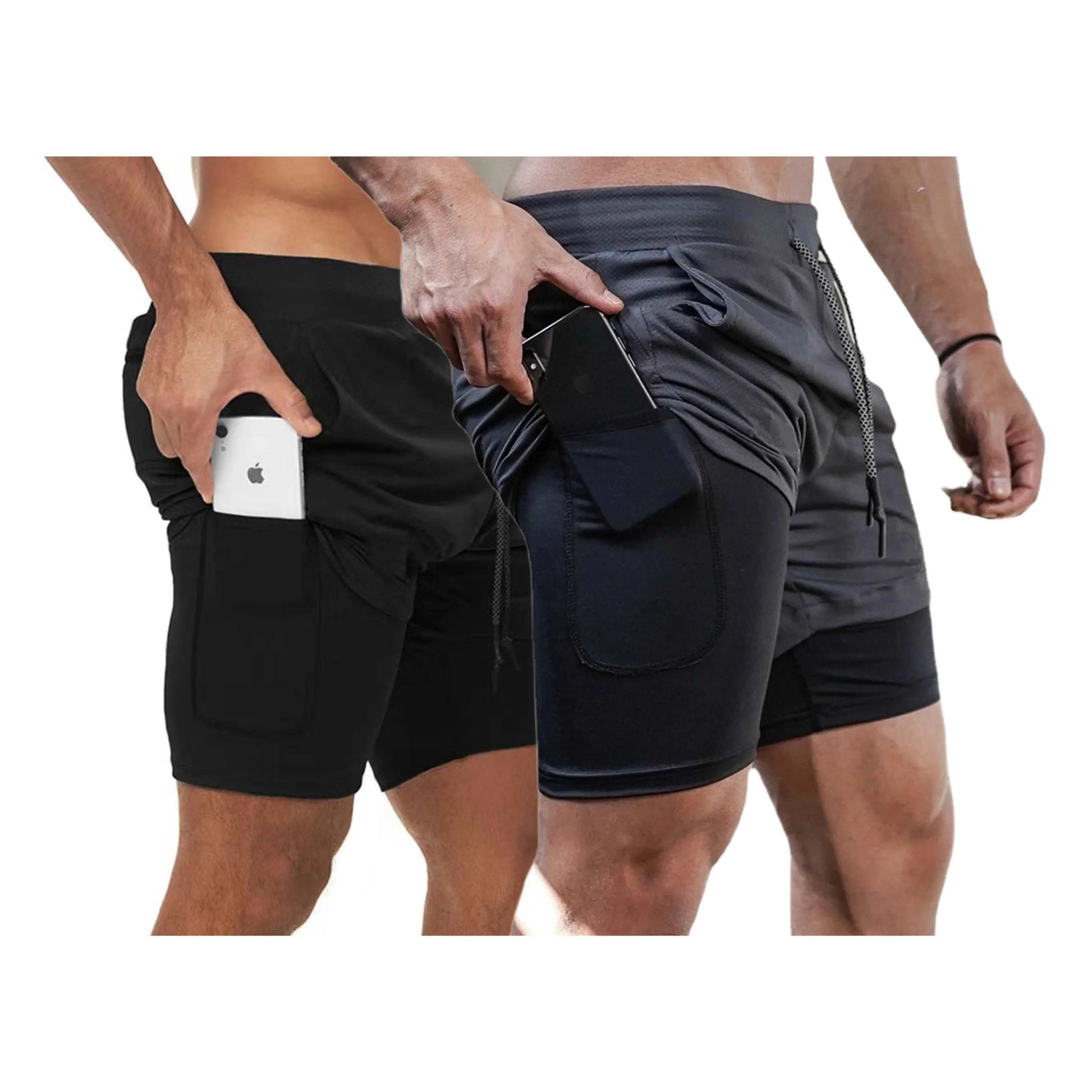 SwiftFit Dual-Layer Men's Running Shorts Gym Gear