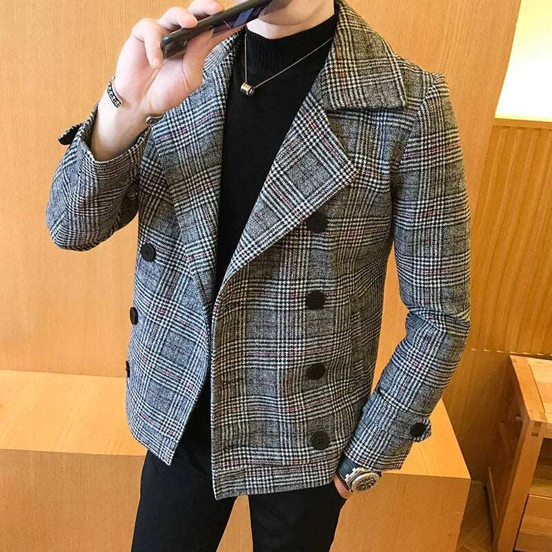 Jacket High Quality Men's Short Woolen Coat Casual Thick