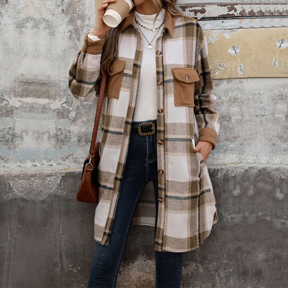 Plaid Elegance Long Winter Coat